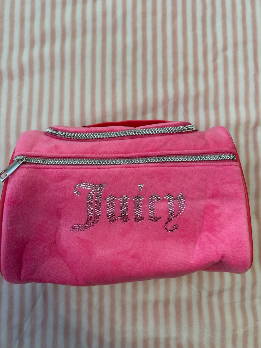 Juicy Couture Pink Plush Rhinestone 'Juicy' Cosmetic Case